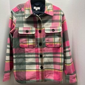 Free Assembly Wool blend jacket, women size Medium, pink green plaid